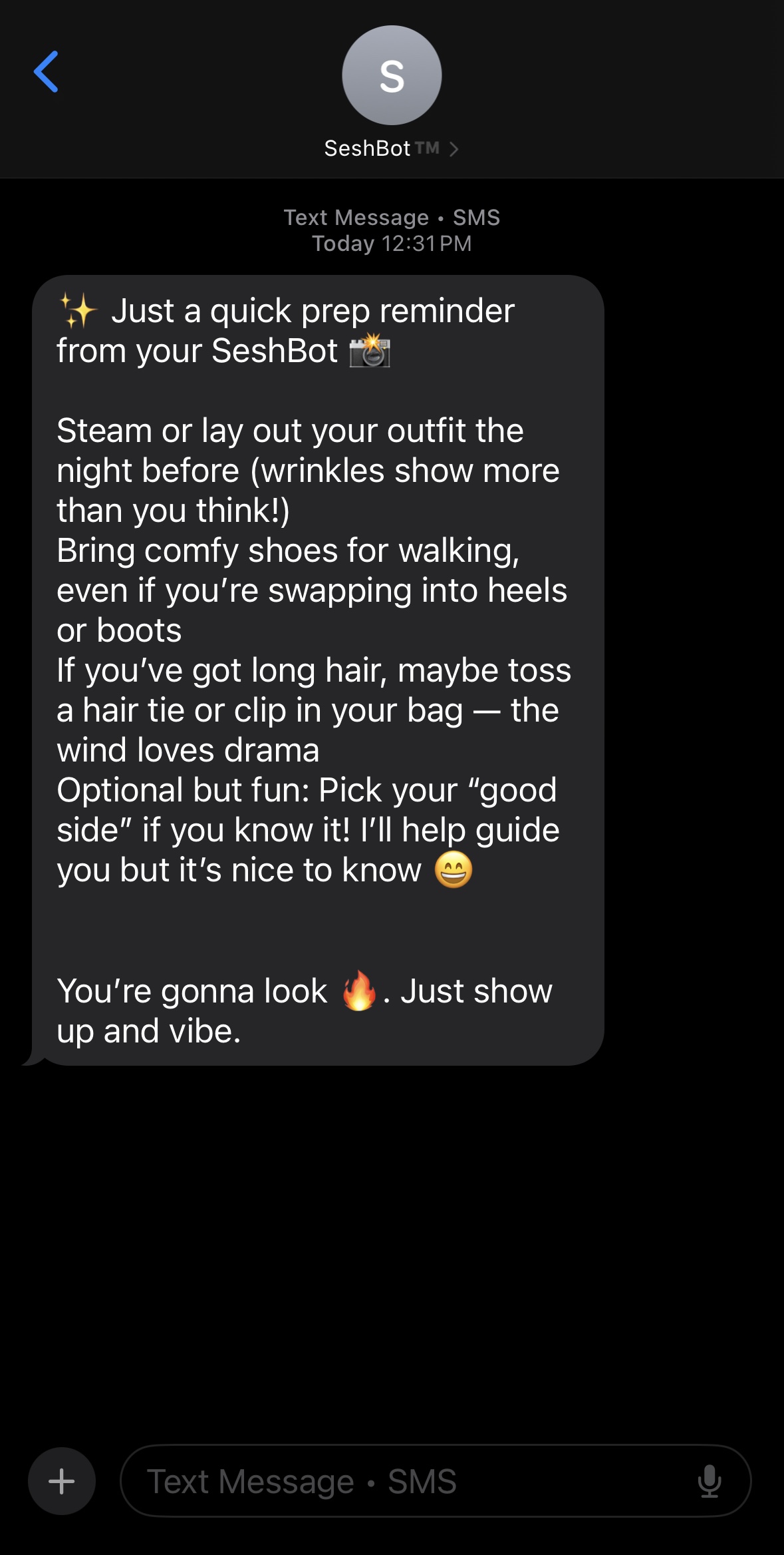 SeshBot Pro sending a pre-session reminder